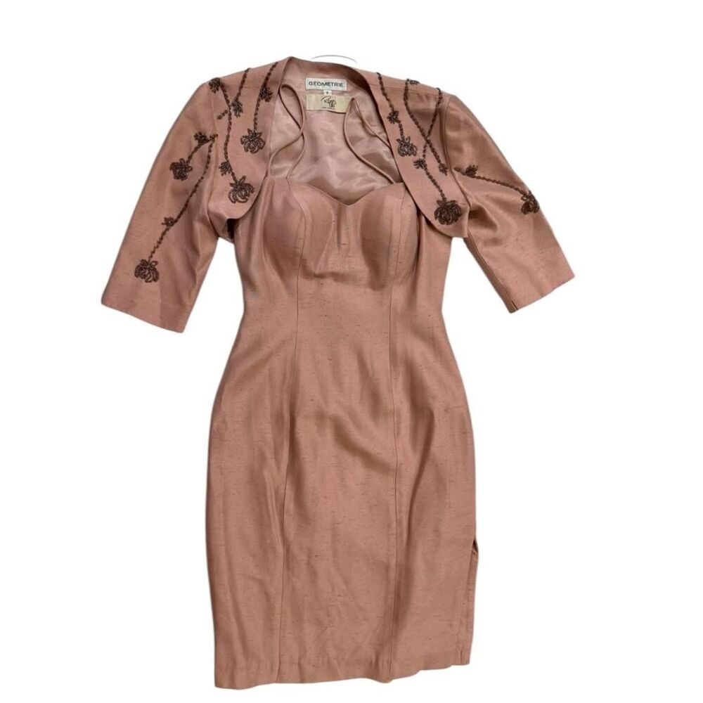 Geometrie pink dress with bolero